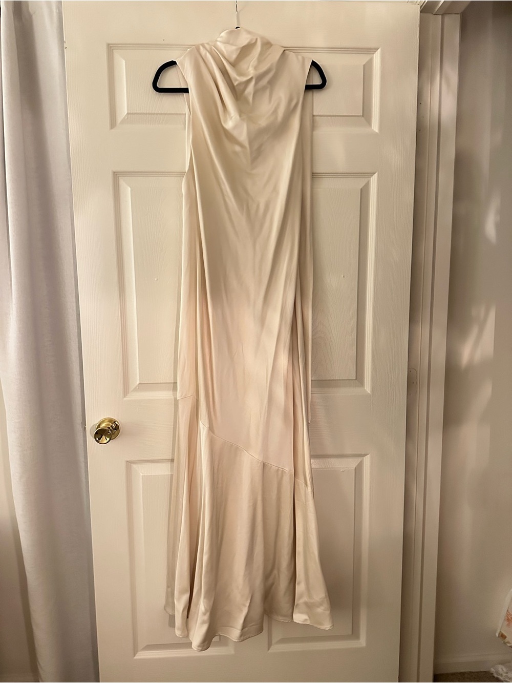 Elegant Cream Maxi Dress - Sleeveless Draped Neck